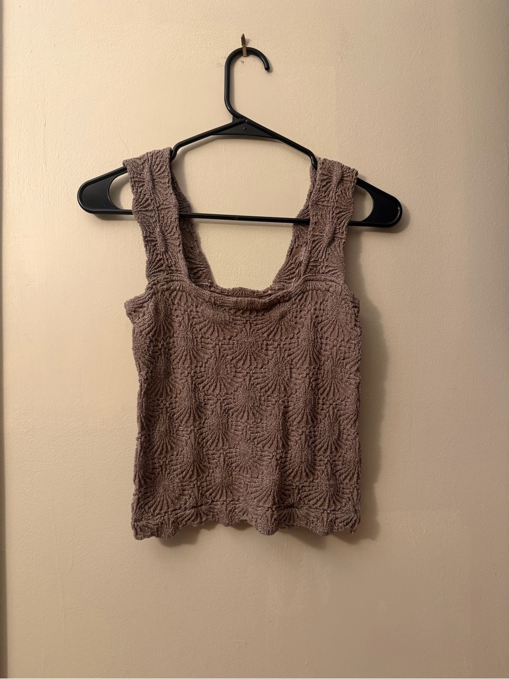 Free People Taupe Textured Scoop Neck Tank
